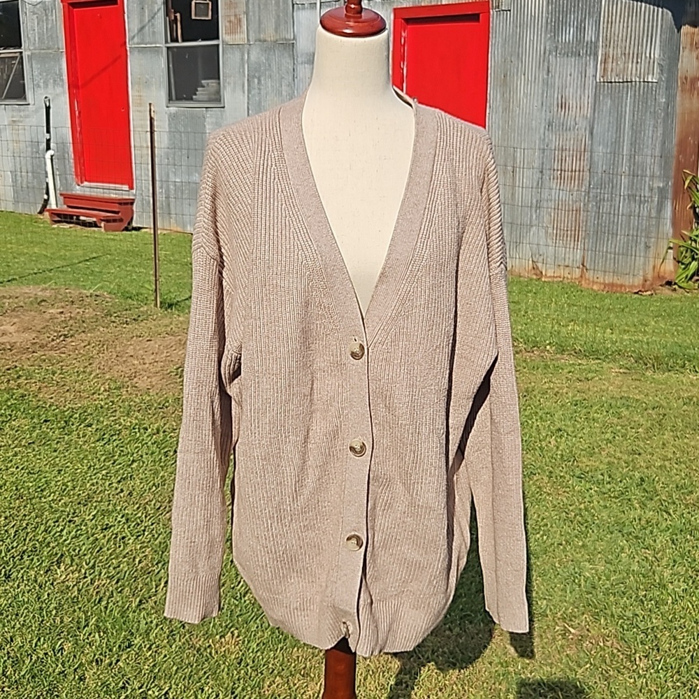 Merokeety Tan Button Sweater Cardigan NWT